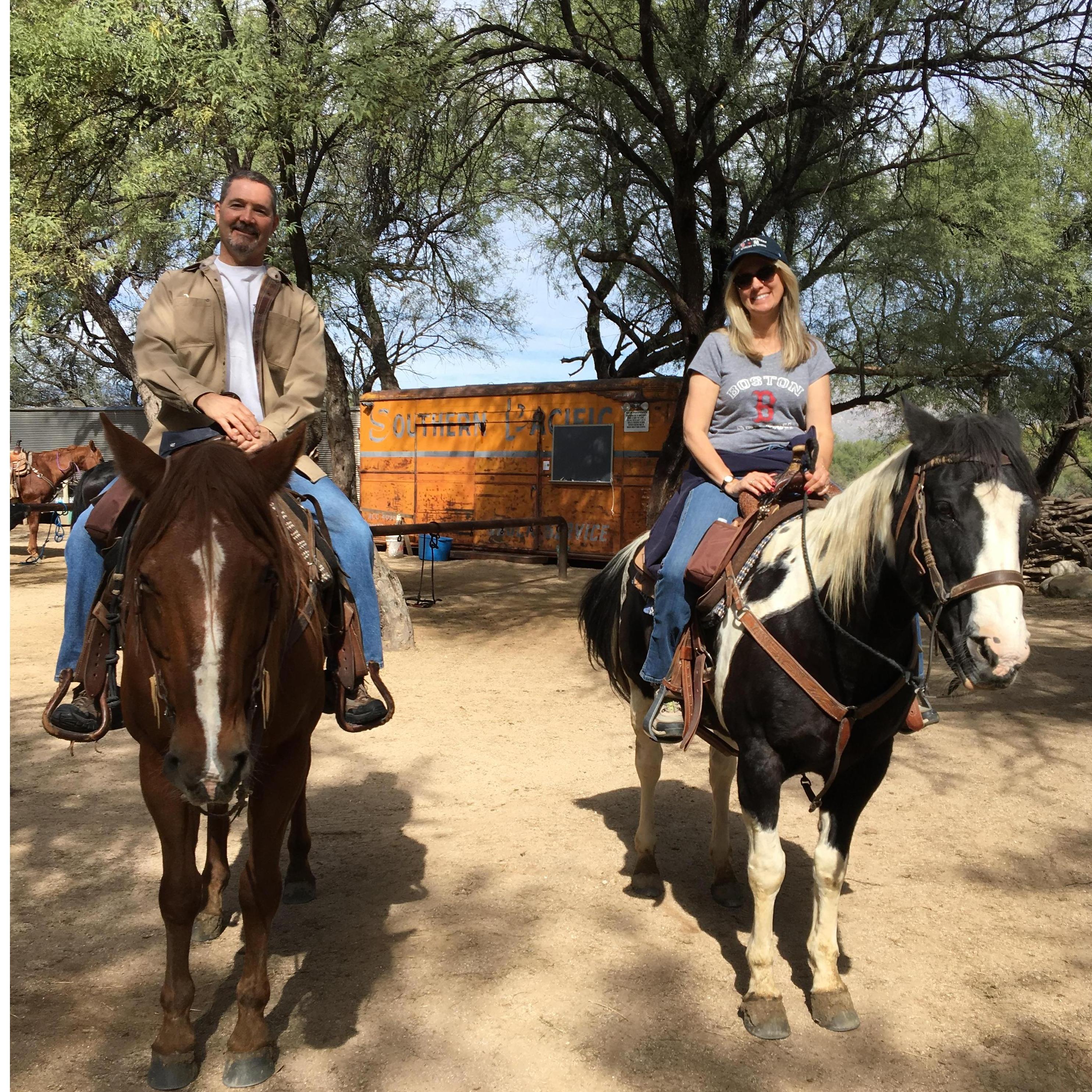 Horseback riding for our birthdays in Arizona the day after our beloved Red Sox won the 2018 World Series!