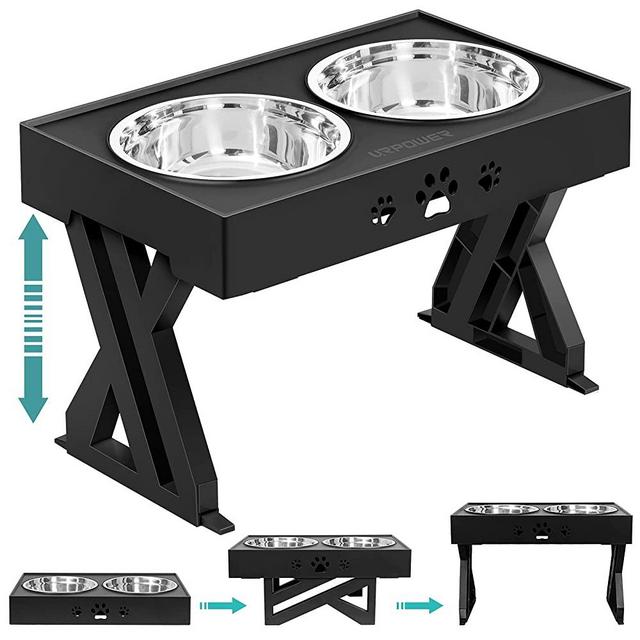 URPOWER Elevated Dog Bowls Adjustable Raised Dog Bowl with 2 Stainless Steel 1.5L Dog Food Bowls Stand Non-Slip No Spill Dog Dish Adjusts to 3 Heights 2.8”, 8”, 12”for Small Medium Large Dogs and Pets