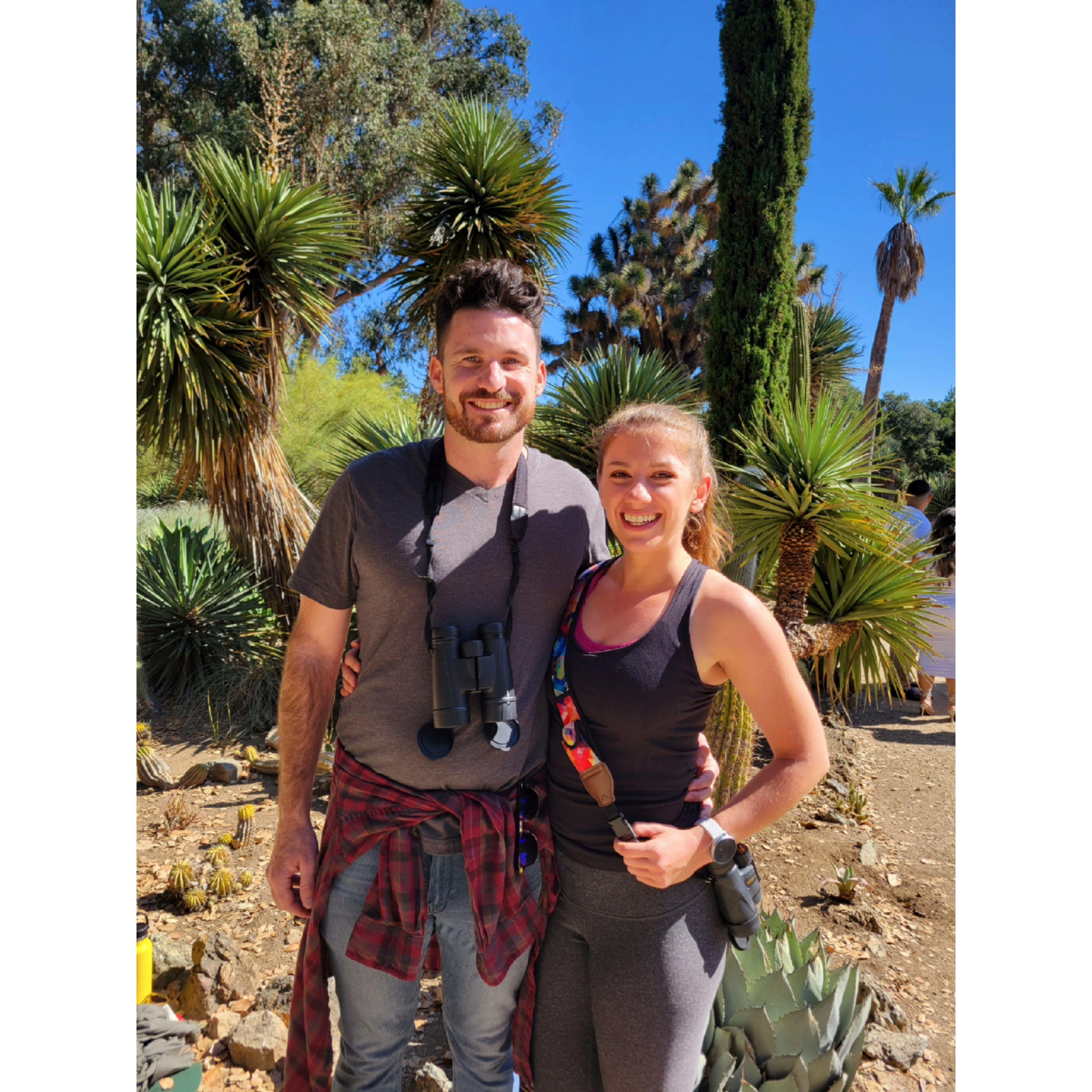 The 1st photo we took together - birding at the Arizona Garden at Stanford. Tommy identified his first bird (Black Phoebe), and seeing one has been a good luck charm for Ava ever since. August 2022.