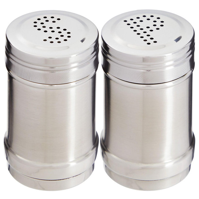 Juvale 2 Ounce Stainless Steel Metal Salt and Pepper Shakers for Kitchen Counter, Dinner Table, Condiments, Perforated "S" and "P" Caps, 3.5 in
