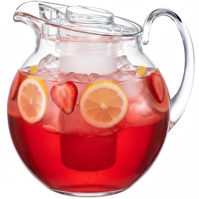 Amazing Abby - ICY Vively Max - Plastic Pitcher with Ice Tube (120 oz), Clear Water Pitcher with Lid, Fridge Jug, BPA-Free, Shatter-Proof, Preparing Iced Drinks with No Diluation