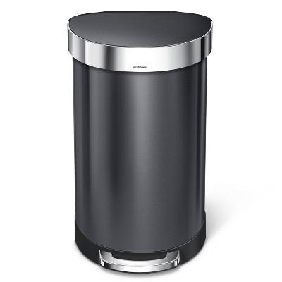 simplehuman 45 ltr Semi-Round Step Trash Can Black Stainless Steel