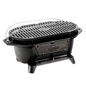 Lodge Cast Iron Sportsman's Grill. Large Charcoal Hibachi-Style Grill for Picnics, Tailgaiting, Camping or Patio. Two Adjustable Heights.