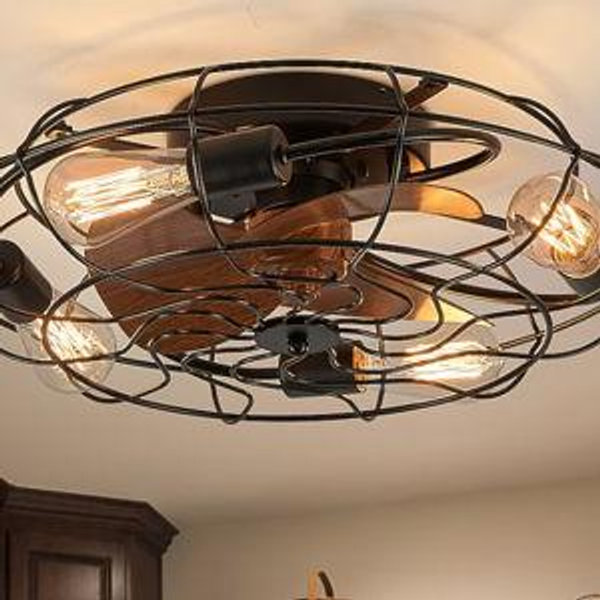 Antoine 21-in Black with ABS Blades Flush Mount Fandelier Ceiling Fan With Light 3 -Blade