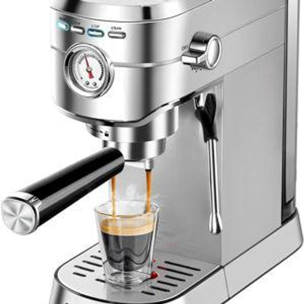 CASABREWS CM5418 Espresso Machine 20 Bar, Compact Espresso Maker with Steam Milk Frother, Stainless Steel Coffee Machine with 34oz Removable Water Tank for Cappuccino, Gift for Women or Men, Silver