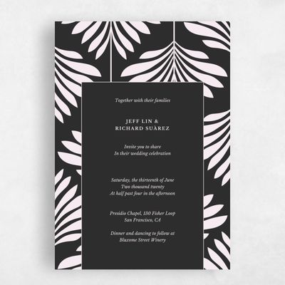 Black Floral Wedding Invitation - Mantova Frame