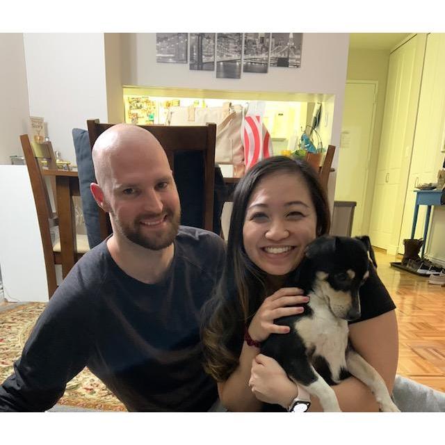 After the Engagement Shoot weekends, we came home to Lincoln. Here we are on our first day as Dog Parents!