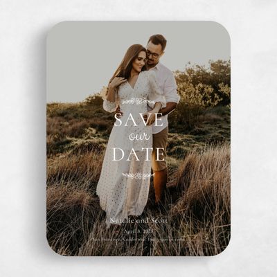White Rounded Wedding Save the Date - Harper Photo