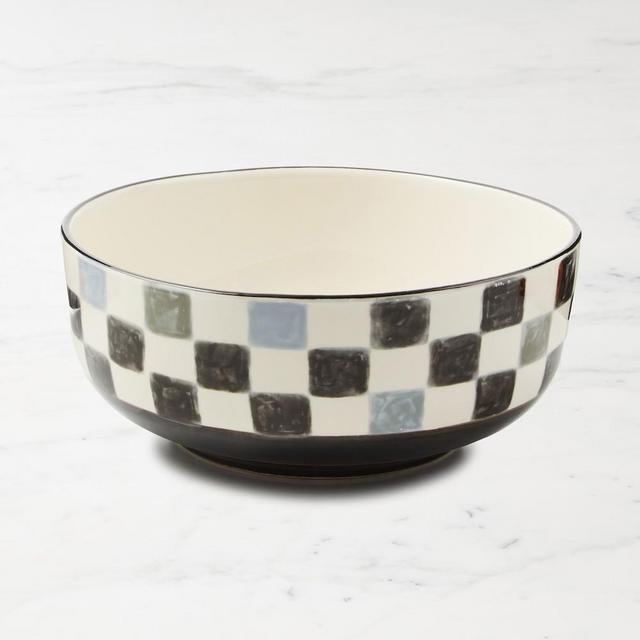 MacKenzie-Childs Stoneware Check Serving Bowl, Black