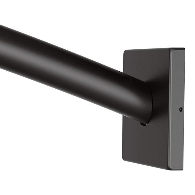 Moen CSR2167BL Triva 5-Foot Curved Fixed Mount Shower Curtain Rod with Pivoting Flanges, Matte Black