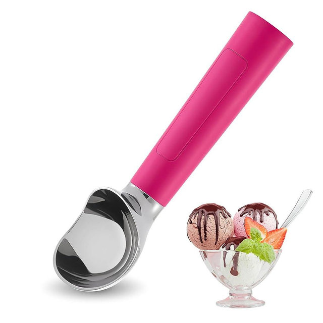 Heated Ice Cream Scoop Rechargeable, Electric Warming Ice Cream Scooper with LED Display, Heats to 158°F for Hard Ice Cream, Easy for Seniors & Kids, IP67 Waterproof (Hot Pink, 2oz)
