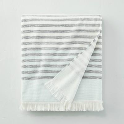 Lightweight Multi Stripe Beach Towel for 2 Cream/Gray/Light Blue - Hearth & Hand™ with Magnolia