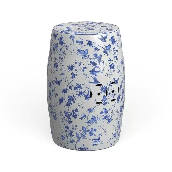 Safavieh Paradise Swallows White Ceramic Decorative Garden Stool