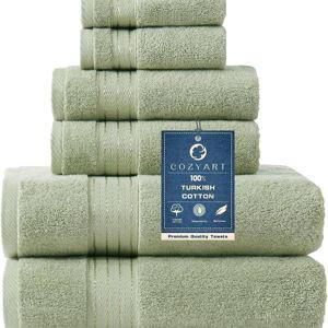 COZYART Sage Green Bath Towel Set for Bathroom Turkish Cotton Thick Soft Absorbent Durable 650 GSM Towel Sets of 6, 2 Large Bath Towels, 2 Hand Towels, 2 Washclothes