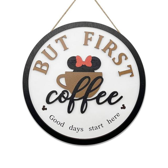 Mouse Coffee Bar Sign for Modern Farmhouse Kitchen Decor But First Coffee Sign Wall Decor 3D Coffee Cutout Sign Coffee Station Decorations, 10" Tiered Tray Decor-Coffee Lover Gift