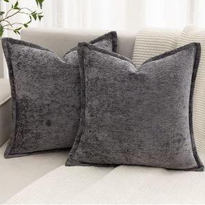 Set of 2 Cozy Soild Chenille Cushion Cases Soft Textured