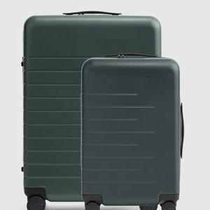 Expandable Carry-On & Medium Check-In Suitcase Set in Dark Green