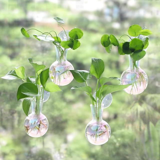 Bunmery 4 pcs Iridescent Window Propagation Stations, Easy to Install Plant Propagation Bulbs with Suckion Cups, No Nails Wall Hanging Planter Propagation Station, Glass Plant Terrarium Vase