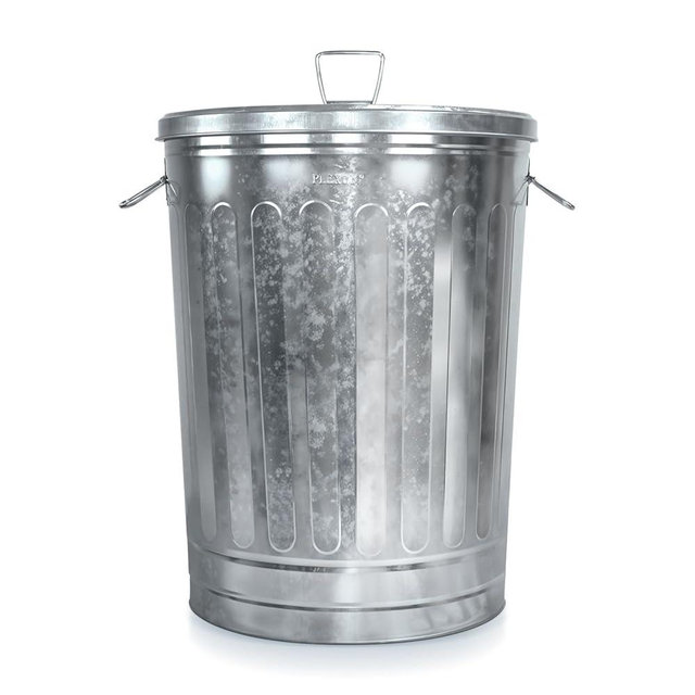 Plexon Metal Outdoor Trash Can with Lid 31 Gallon Galvanized Steel Garbage Can with Handles, Round Silver