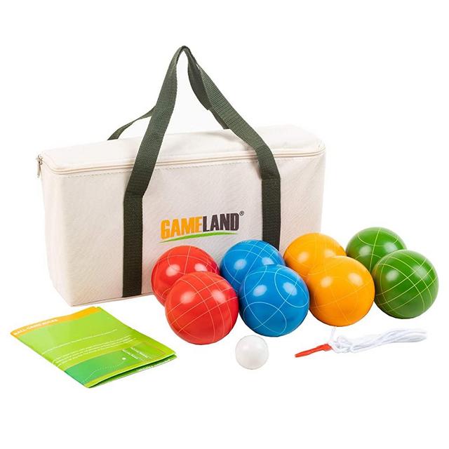 GAMELAND Bocce Set with 8 Balls, Pallino, Case and Measuring Rope