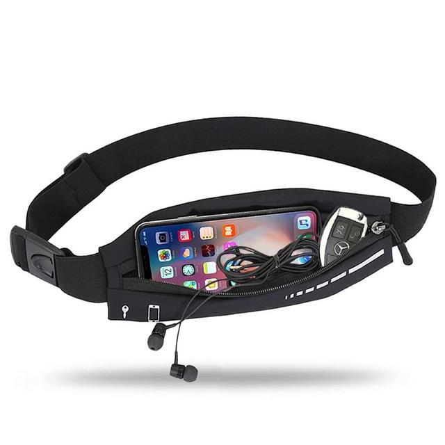 Slim Running Belt for Women Men,Runners Fanny Pack Phone Holder,Run Pouch Waist Belt for Workout Jogging,Money Belt Running Gift Gear Accessories Compatible with iPhone 13 12 Pro Max (Black)