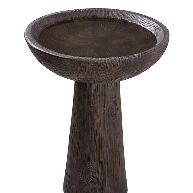 Kenroy Home Rustic Outdoor Bird Bath ,21 Inch Height, 16.5 Inch Diameter, 16.5 Inch Ext. with Wood Grain Finish