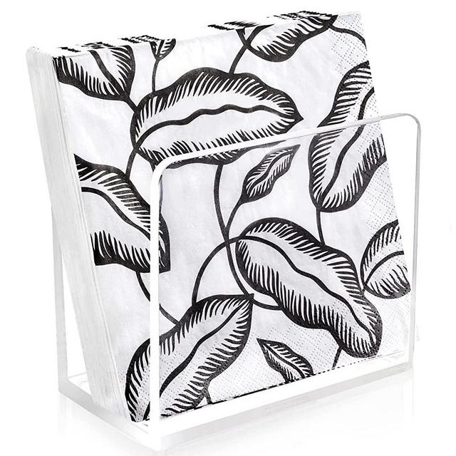 HBlife Napkin Holder, Acrylic Dining Table Dispenser for Cocktail Tissue, Clear Containers for Organizing Kitchen Paper, Mask