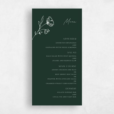 Green Floral Wedding Menu - Varnell