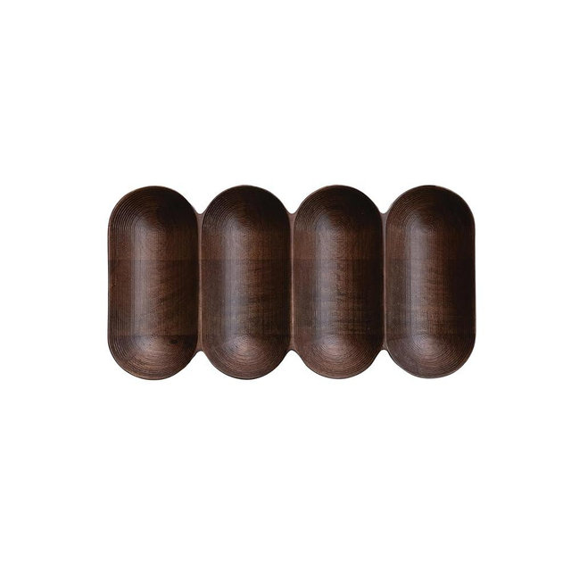 Bloomingville Mango Wood Serving Dish with 4 Sections, Walnut Finish