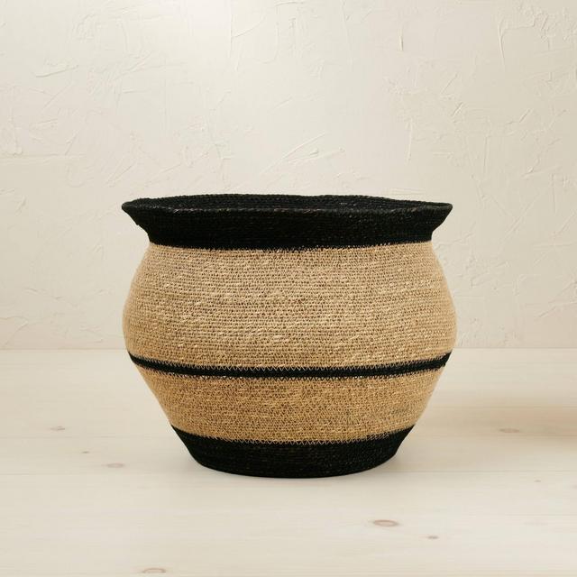 10" x 14" Round Seagrass Decorative Basket Black - Opalhouse™ designed with Jungalow™