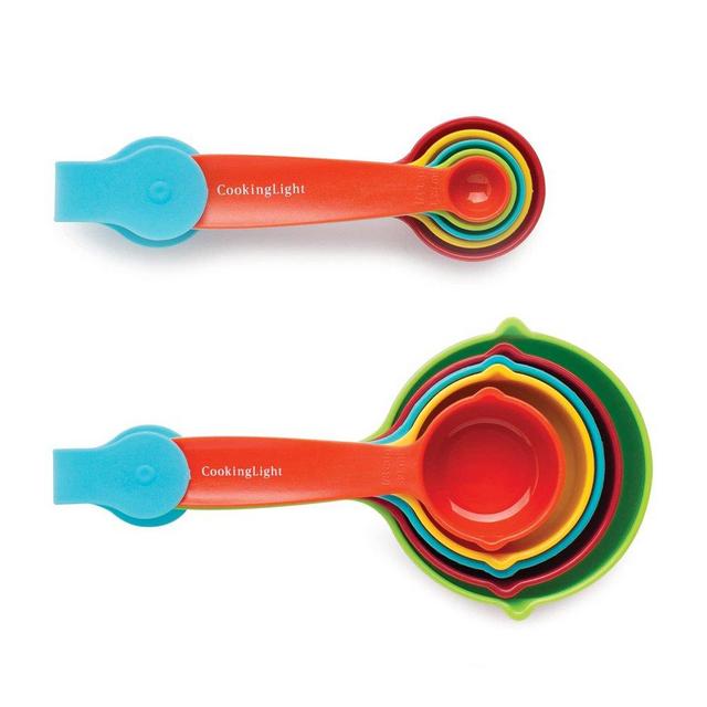 Cooking Light 10 Piece Measuring Cups and Spoons Set, Liquid Measuring Cup or Dry Measuring Cup Set, Pour Spouts, Dishwasher Safe, Stackable and Space Saving, Multicolor