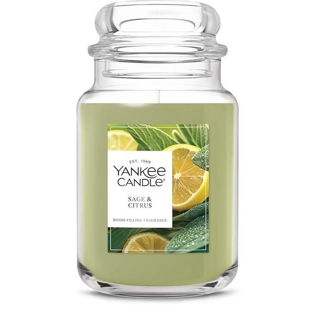 Yankee Candle Large Jar Scented Candle with up to 150 Hour Burn Time, Premium Plant Wax Blend for Consistent Burn, 22 oz Jar Candle with Room Filling Fragrance, Sage & Citrus