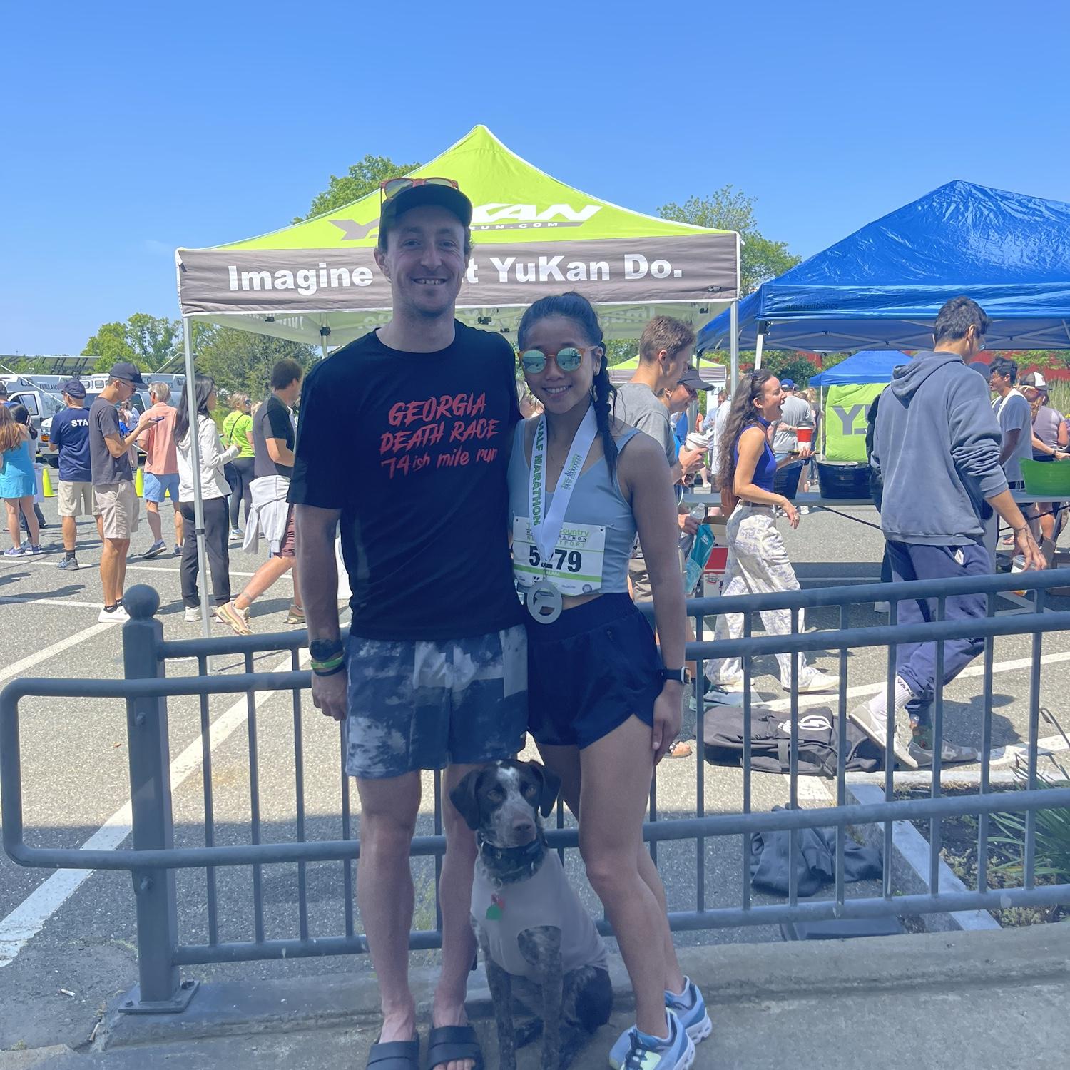 Dan and Leena supporting me at my half marathon!