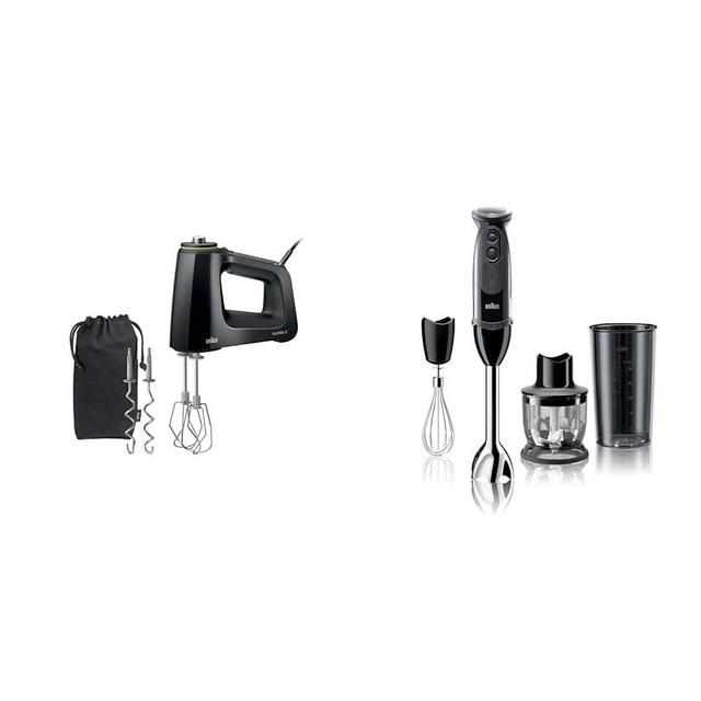 Braun MultiMix Hand Mixer, 1, Black & MQ5025 Hand Blender Multiquick Vario, MQ5025, Black