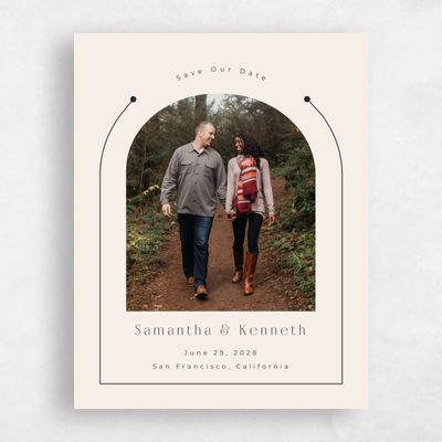 Linen, Beige Wedding Save the Date - Suzi Photo