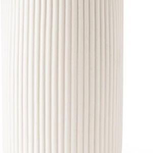 White Ceramic Vase for Flowers, 8 INCH Modern Small Ribbed Textured White Flower Vase for Home Decor, Pampas Grass, Decorative, Farmhouse, Coffee Table, Bookshelf and Home Living