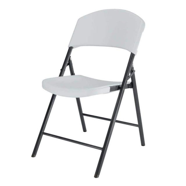 White Plastic Seat Metal Frame Outdoor Safe Folding Chair (Set of 4)