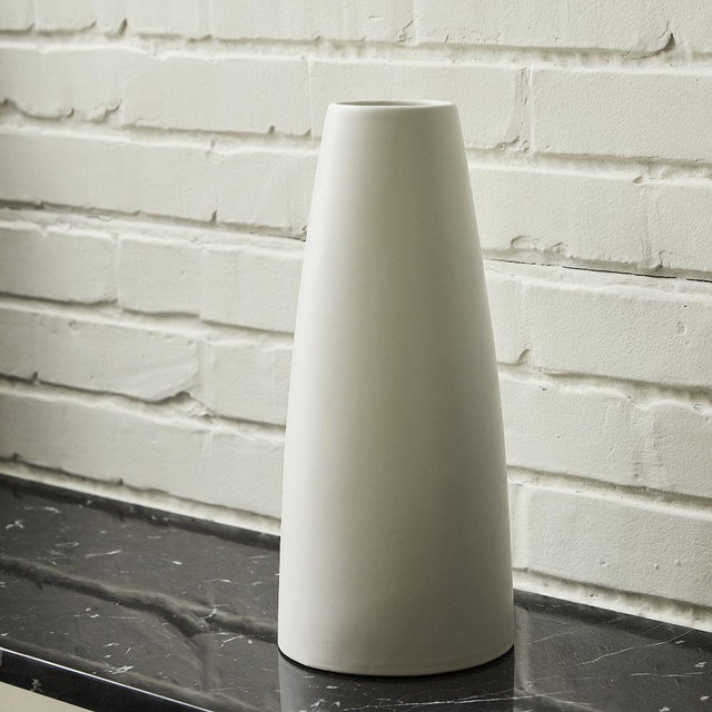 Pure White Ceramic Vase, Flare, 15 Inches