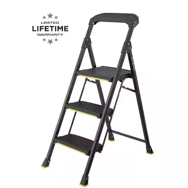 Gorilla Ladders 3-Step Pro-Grade Steel Step Stool, 300 lbs. Load Capacity Type IA Duty Rating (9ft. Reach Height) GLHD-3