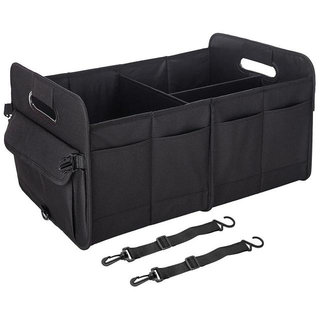 titiyiof Trunk Organizer for Car - Car Organizer, 70L Collapsible Trunk Storage Organizer for SUVs & Sedans, Sturdy Organization for Accessories, Tools, Groceries, 3 Compartments, Black
