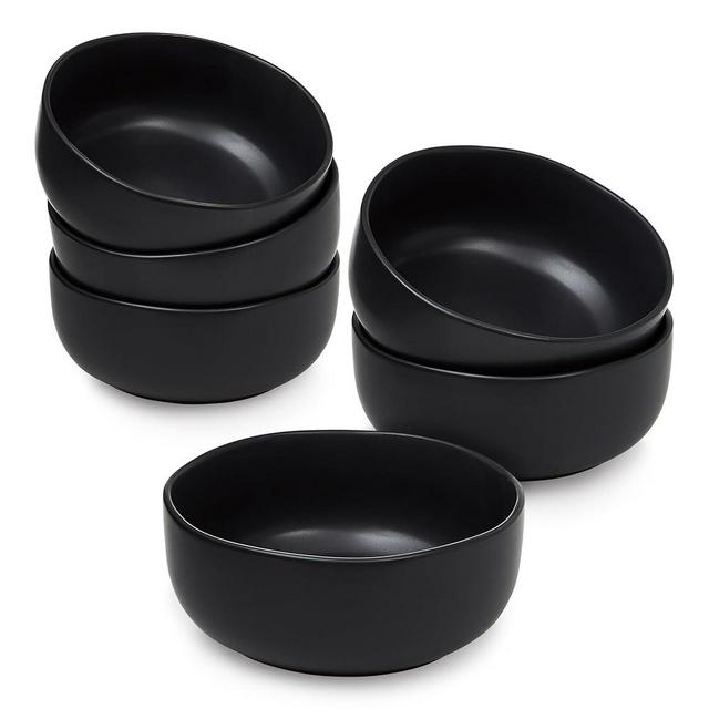 Sheffield Home Large Stoneware Cereal Bowls - Set of 6, 28oz Capacity - Dishwasher & Microwave Safe - Stylish & Functional for Everyday Use – Black