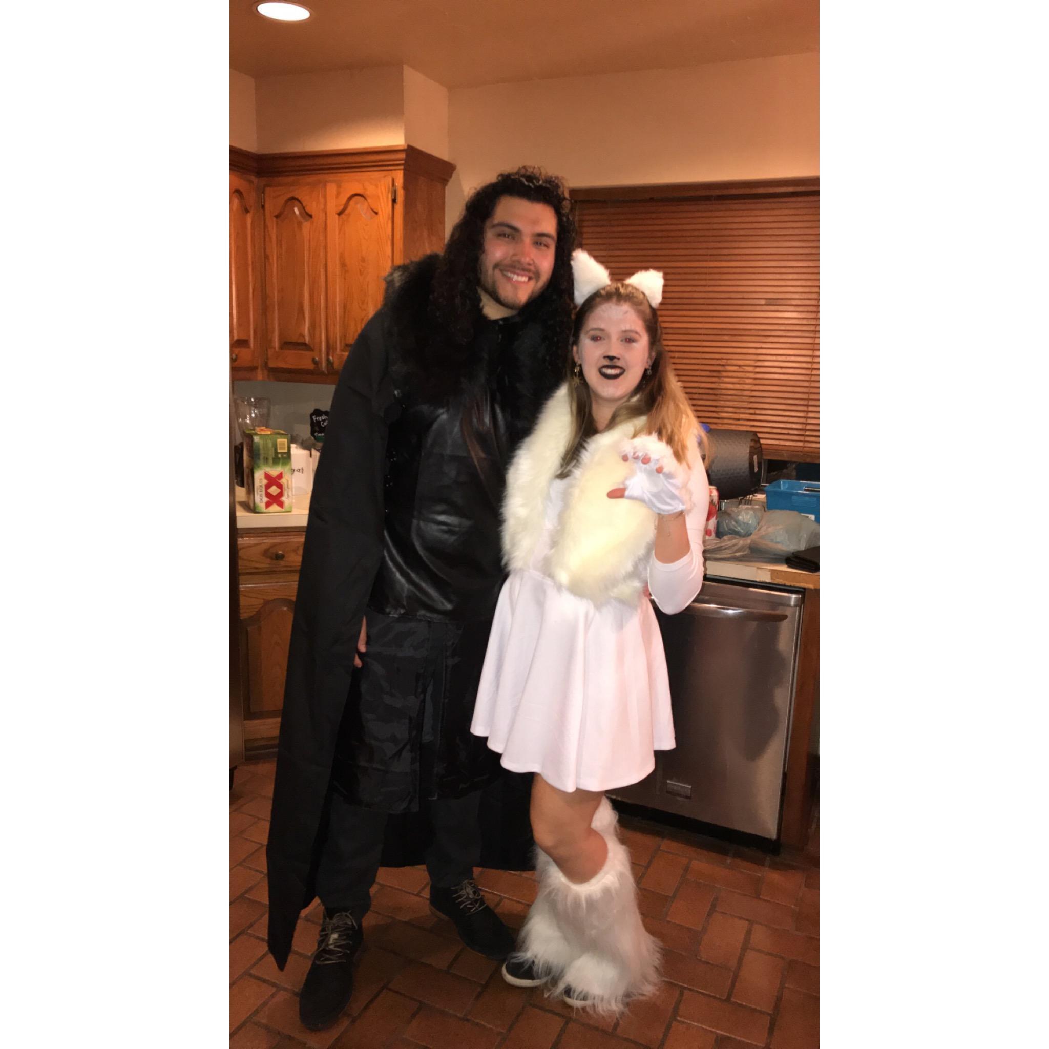 Halloween 2018 we went as Jon Snow and his wolf Ghost from Game of Thrones