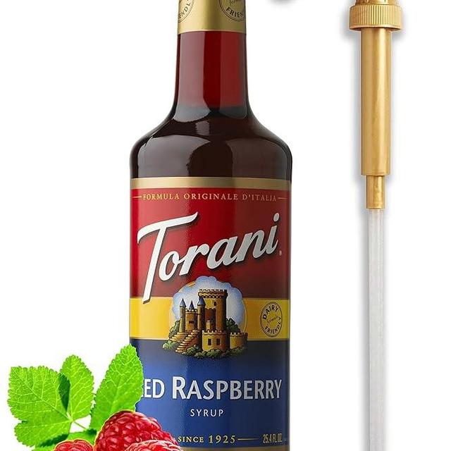 Red Raspberry Syrup for Drins & Coffee 25.4 Ounces Coffee Flavoring for Drinks with Fresh Finest Coffee Syrup Pump