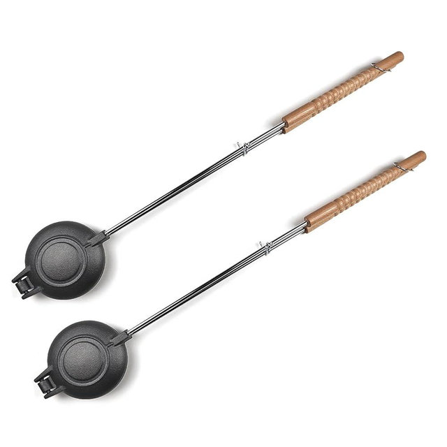 HAWOK Cast Iron Sandwich Grill - Handheld Pie Iron, Sandwich Maker,Panini and Sandwich Press set of 2……