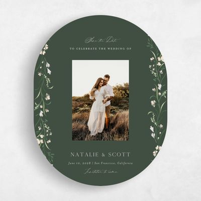 Green Oval Wedding Save the Date - Mirtillo Photo