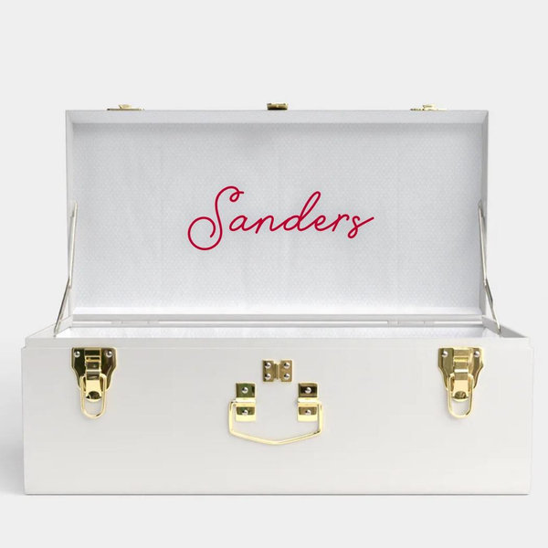 Petite Bridal Trunk - White with White Dot Interior and Embroidery