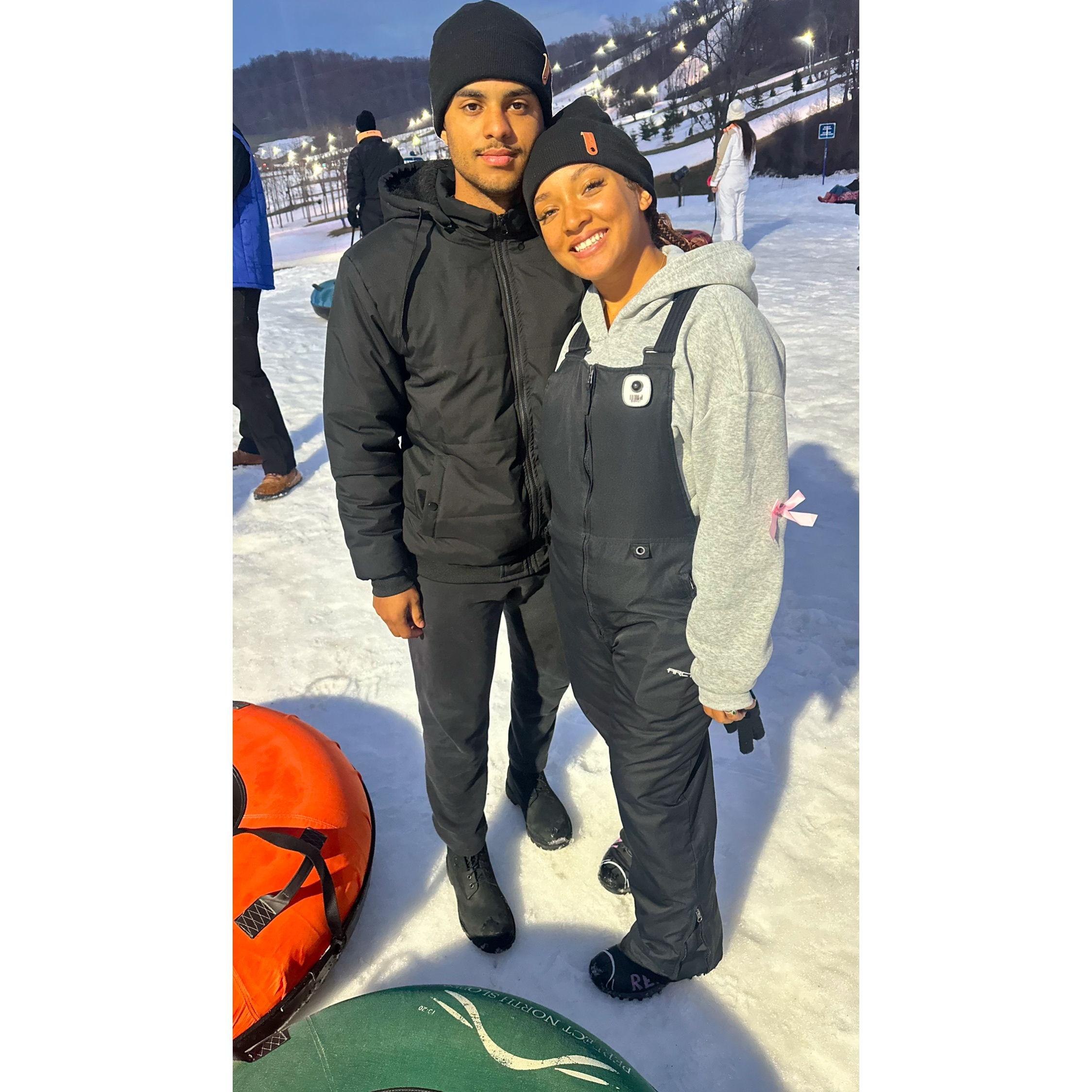 Her first time on the slopes