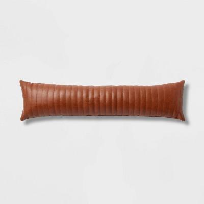 Lumbar Faux Leather Channel Stitch Decorative Throw Pillow - Threshold™