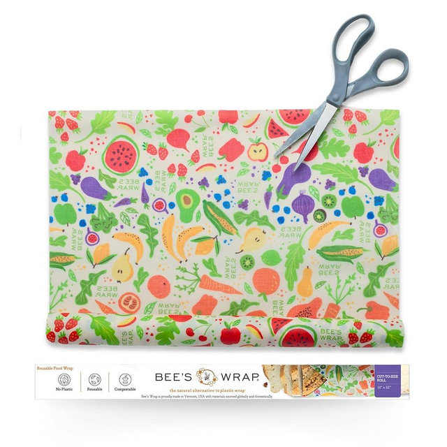 Bee's Wrap Beeswax Wraps for Food - Cut to Size 14x52" Wax Paper Roll - Made in USA Reusable Waxed Paper & Bowl Covers - Organic & Eco-Friendly Alternative to Aluminum Foil, Garden Party