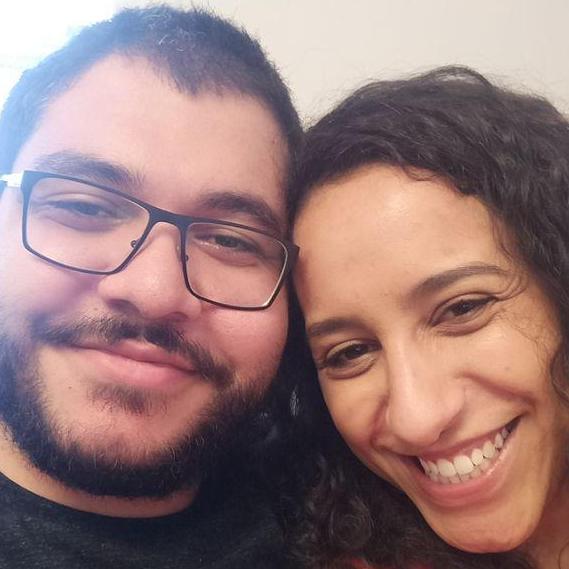 July 2019: 
After talking for a few months, we went to SUS BOLD Conference in Orlando, Florida where we had our first date at Universal Studios! This pic is at the airport after a great weekend! :)